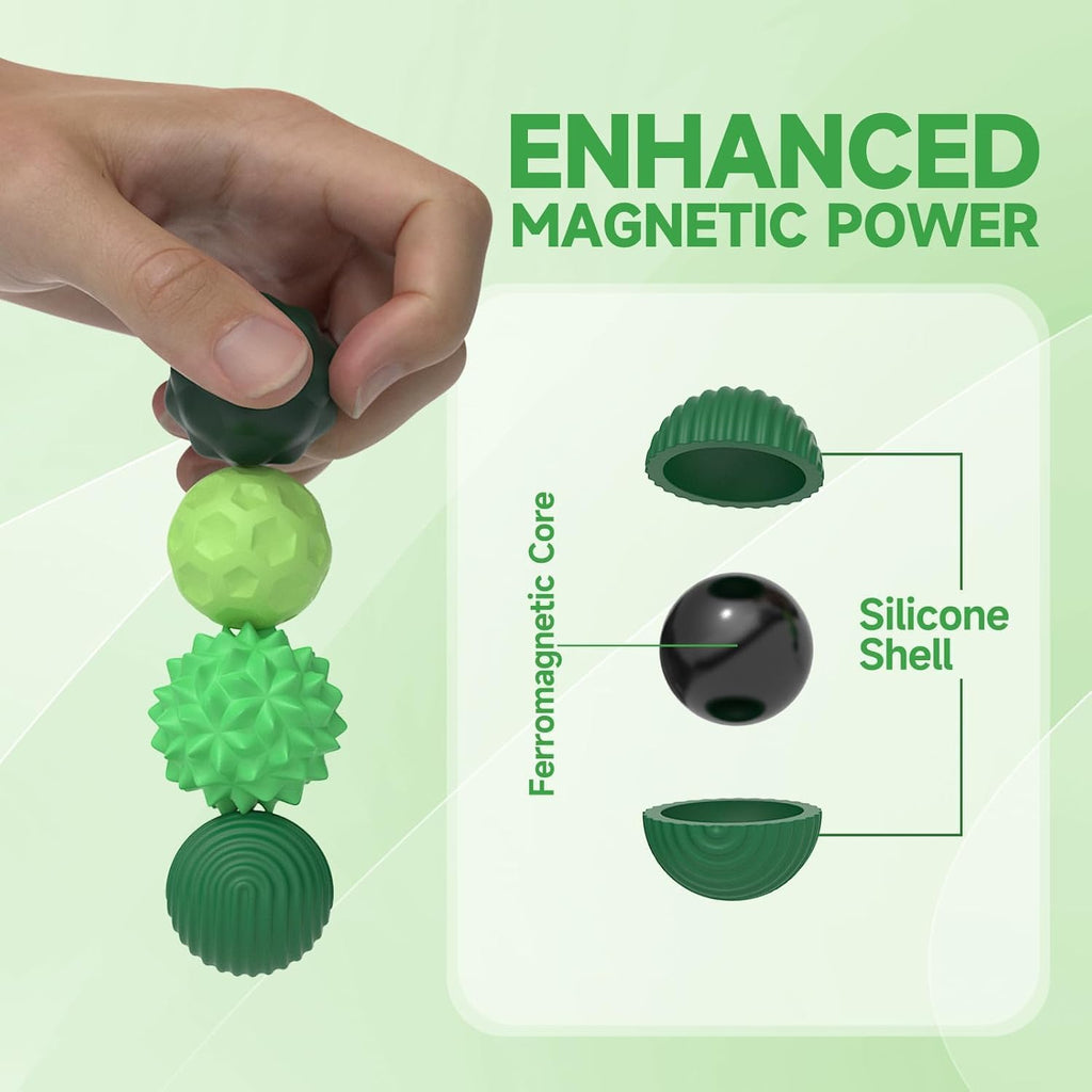 Magnetic Fidget Balls 8PCS – Anxiety Relief Toy (Green)
