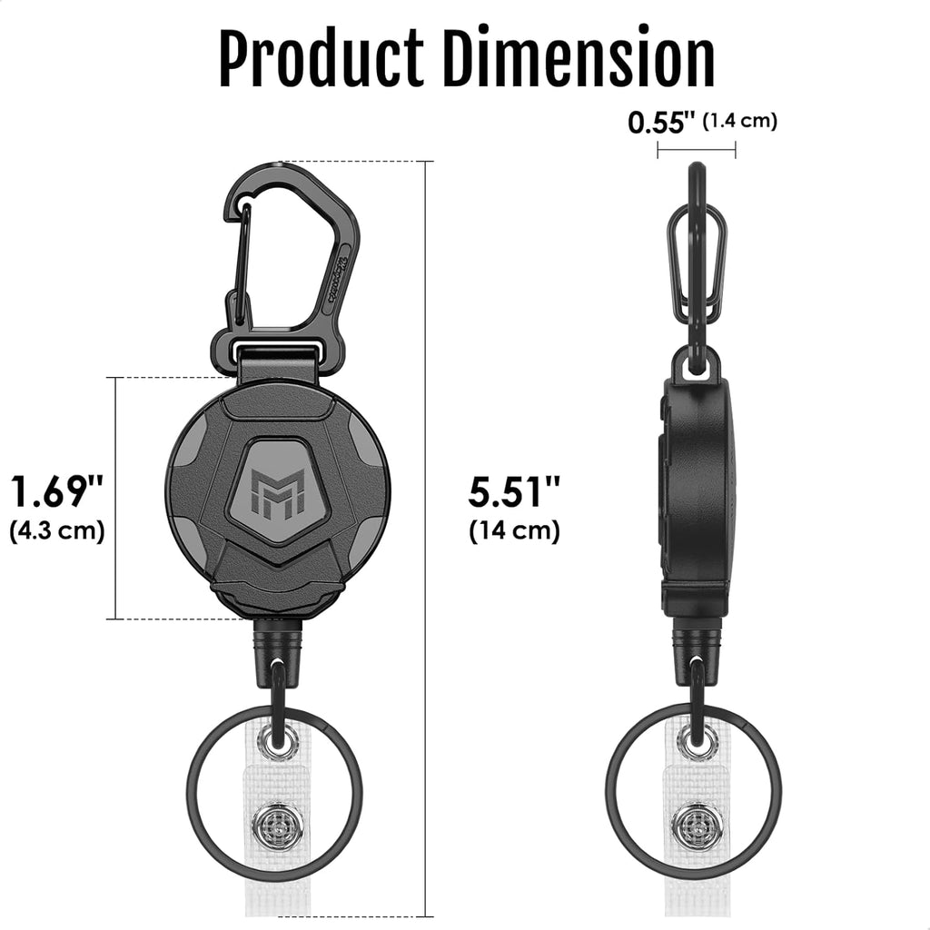 Retractable Badge Holder (2 Pack) – Steel Cord Keychain