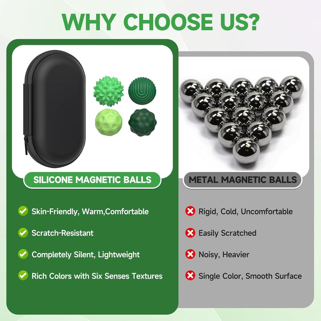 Magnetic Fidget Balls 8PCS – Anxiety Relief Toy (Green)