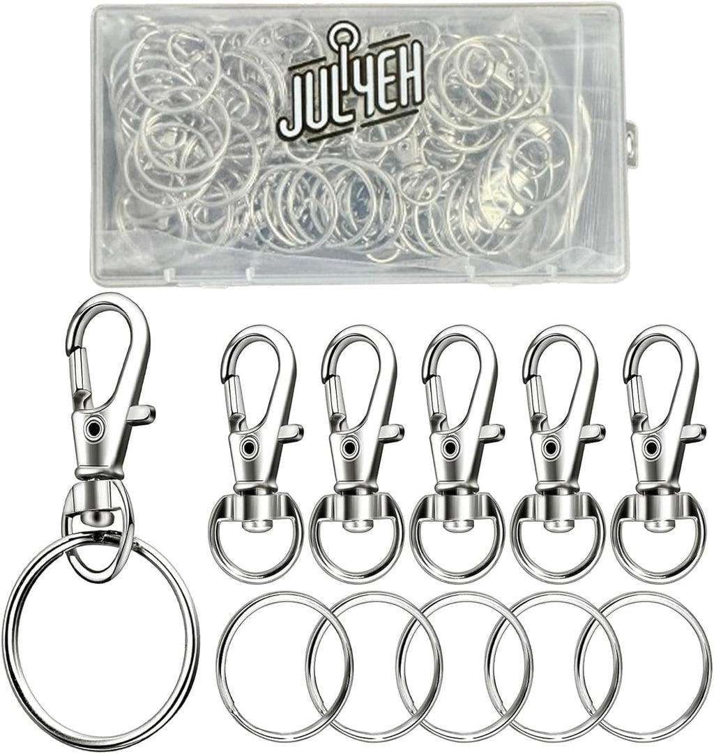 Keychain Making Kit (100PCS) – Clasps, Hooks & Rings Set