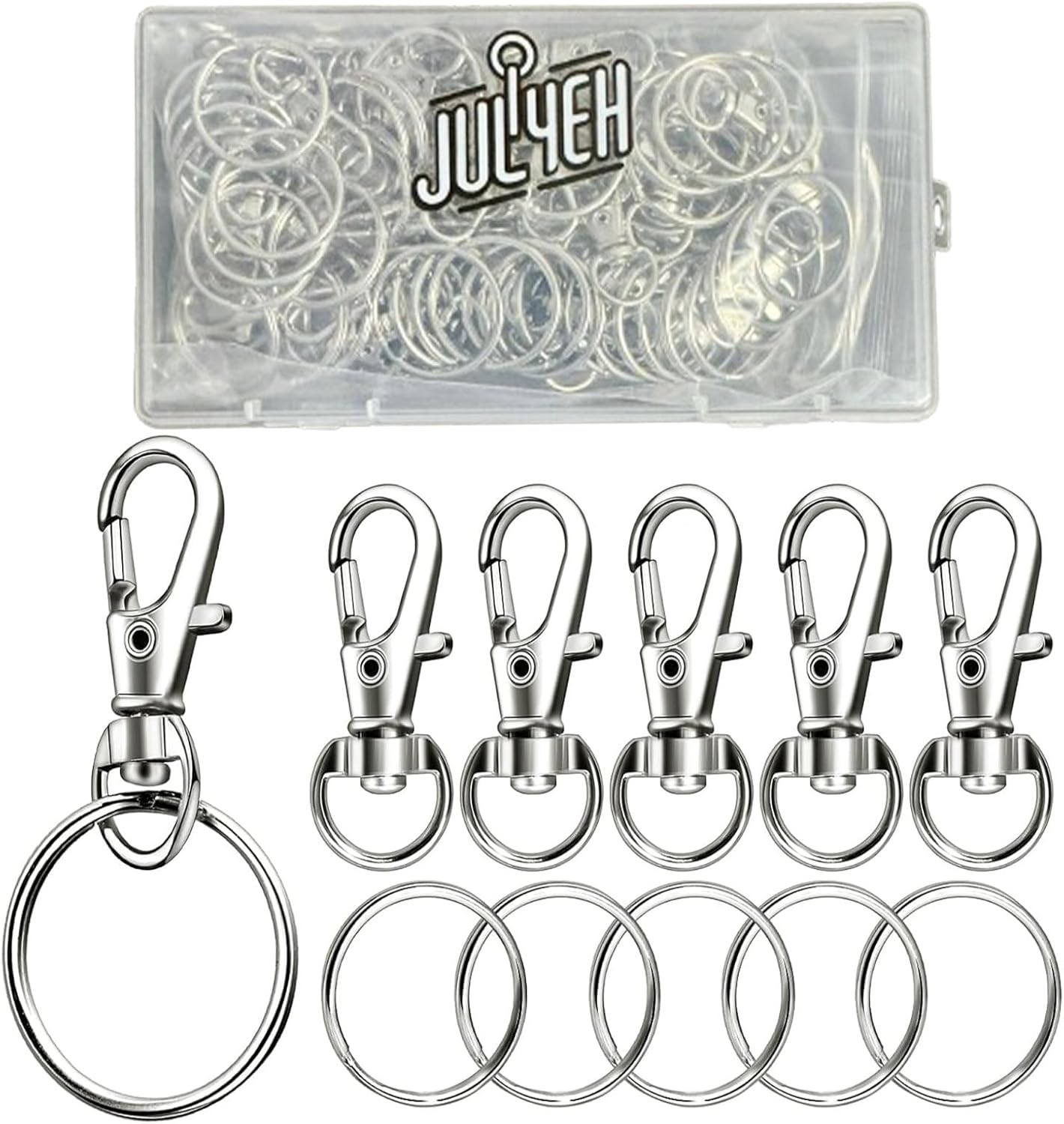 Keychain Making Kit (100PCS) – Clasps, Hooks & Rings Set