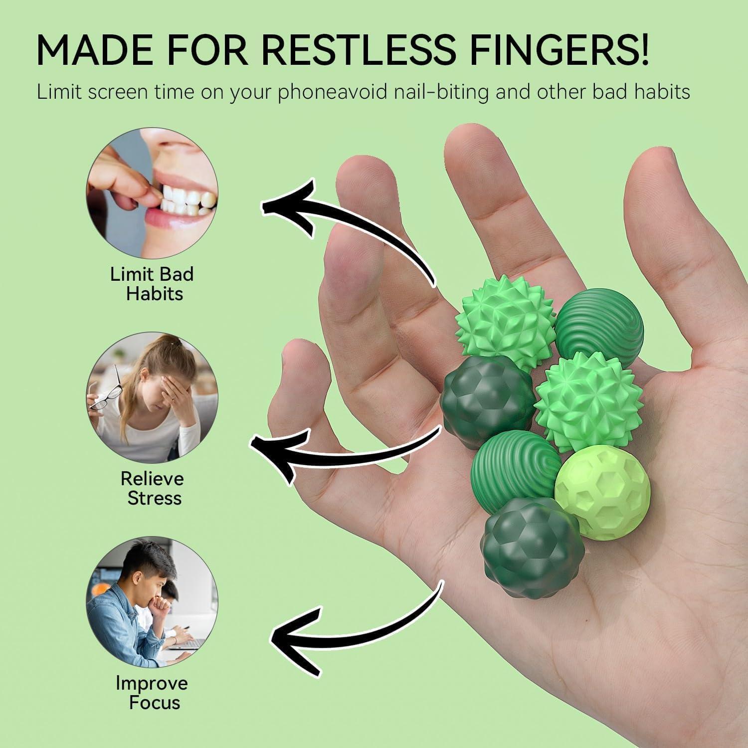 Magnetic Fidget Balls 8PCS – Anxiety Relief Toy (Green)