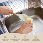 Kitchen Utensils Set – Silicone with Wooden Handle (35PCS, Cream)