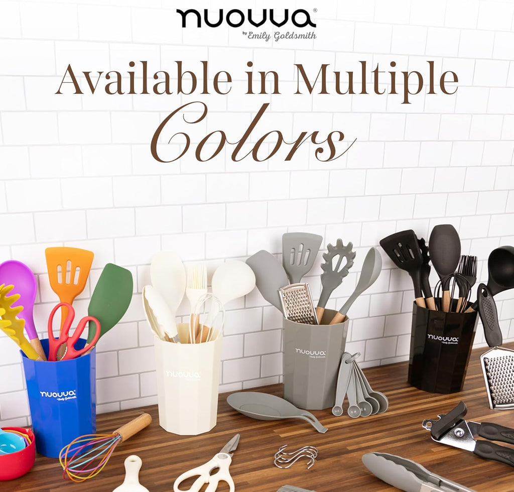 Kitchen Utensils Set – Silicone with Wooden Handle (35PCS, Cream)