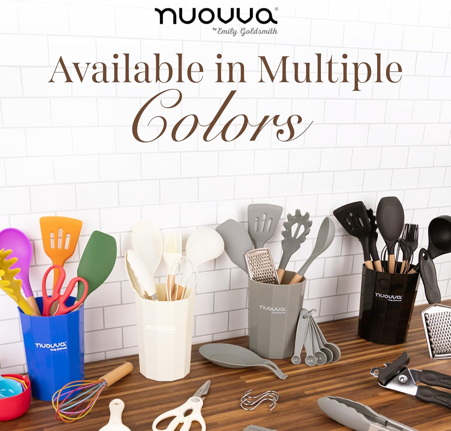 Kitchen Utensils Set – Silicone with Wooden Handle (35PCS, Cream)