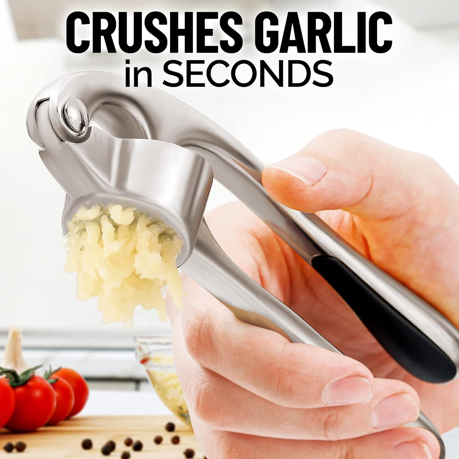 Garlic Mincer Tool Set – Ergonomic & Easy Press (Silver)