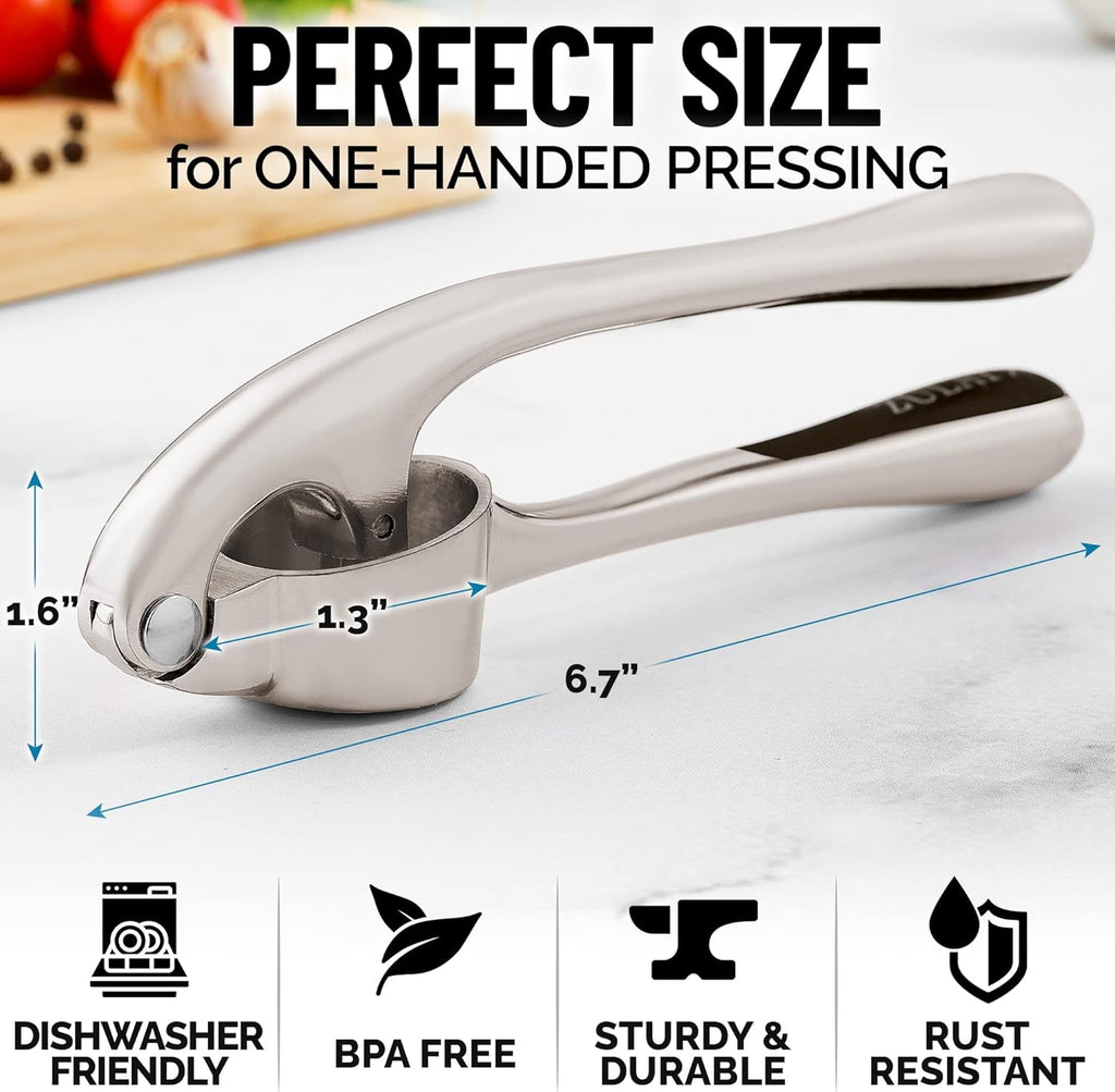 Garlic Mincer Tool Set – Ergonomic & Easy Press (Silver)