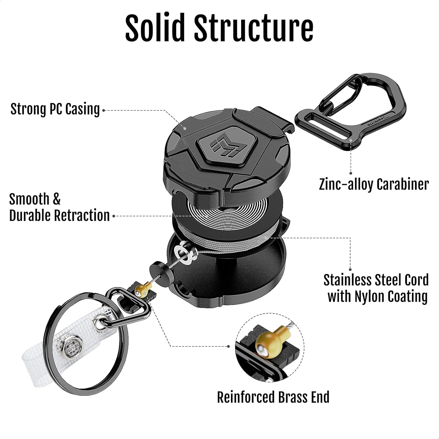 Retractable Badge Holder (2 Pack) – Steel Cord Keychain