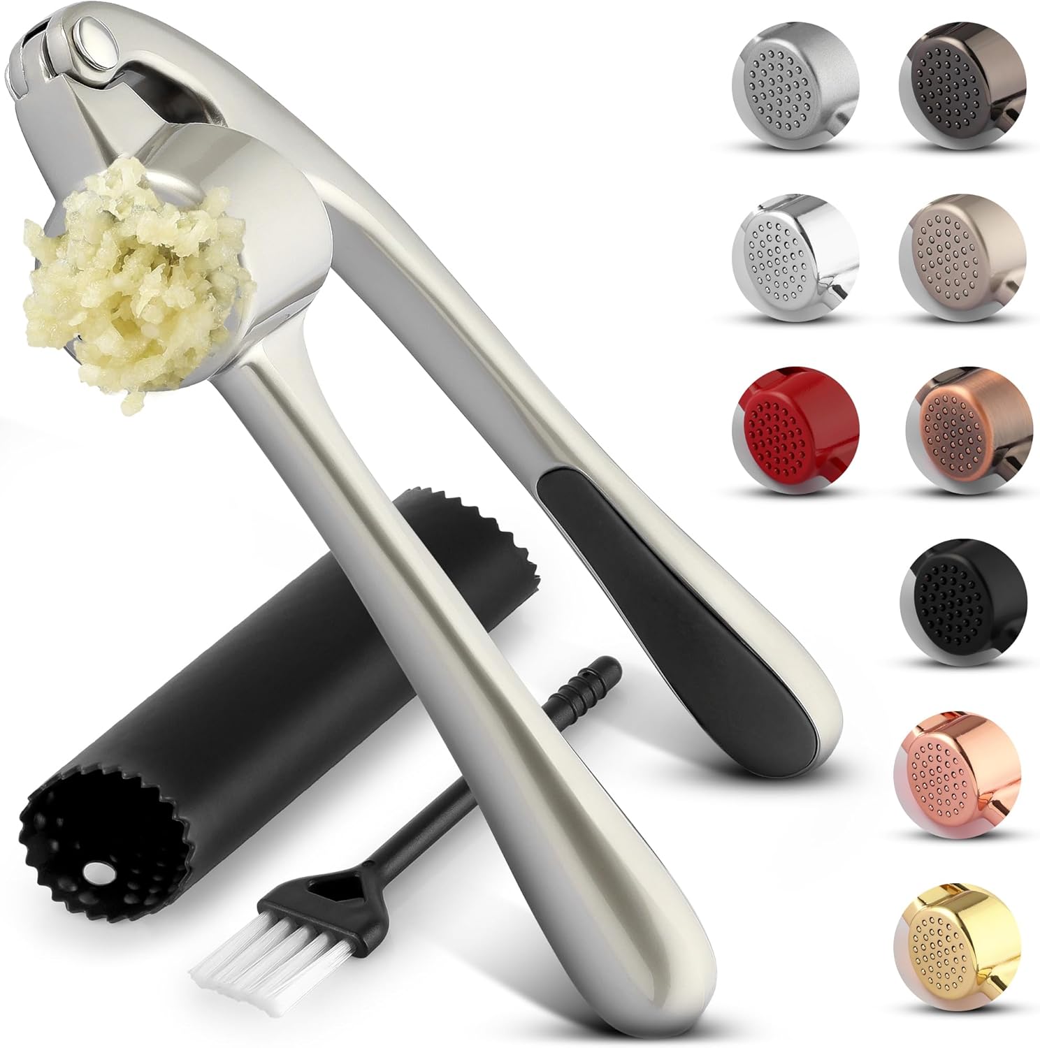 Garlic Mincer Tool Set – Ergonomic & Easy Press (Silver)