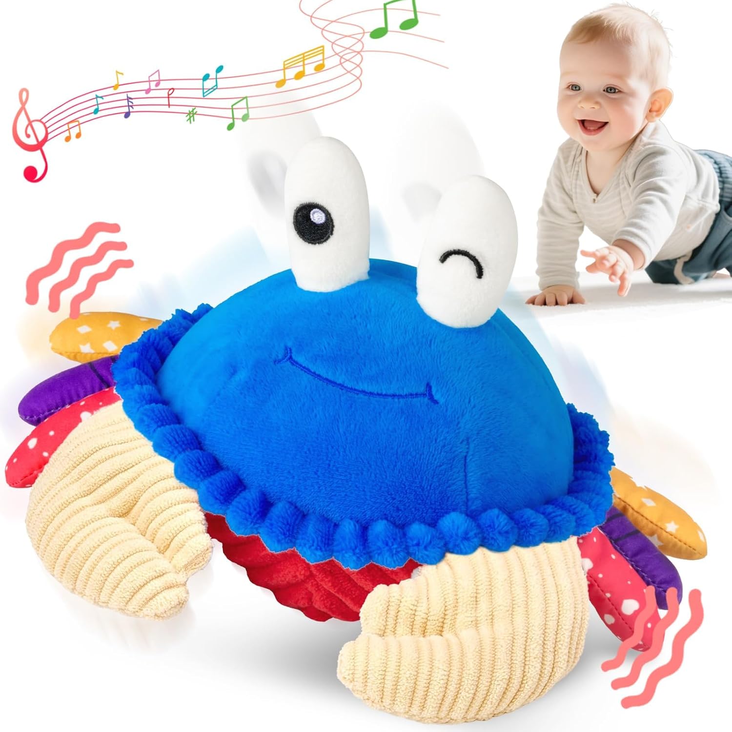 Baby Crawling Crab Toy – Musical Sensory Toy (Blue)