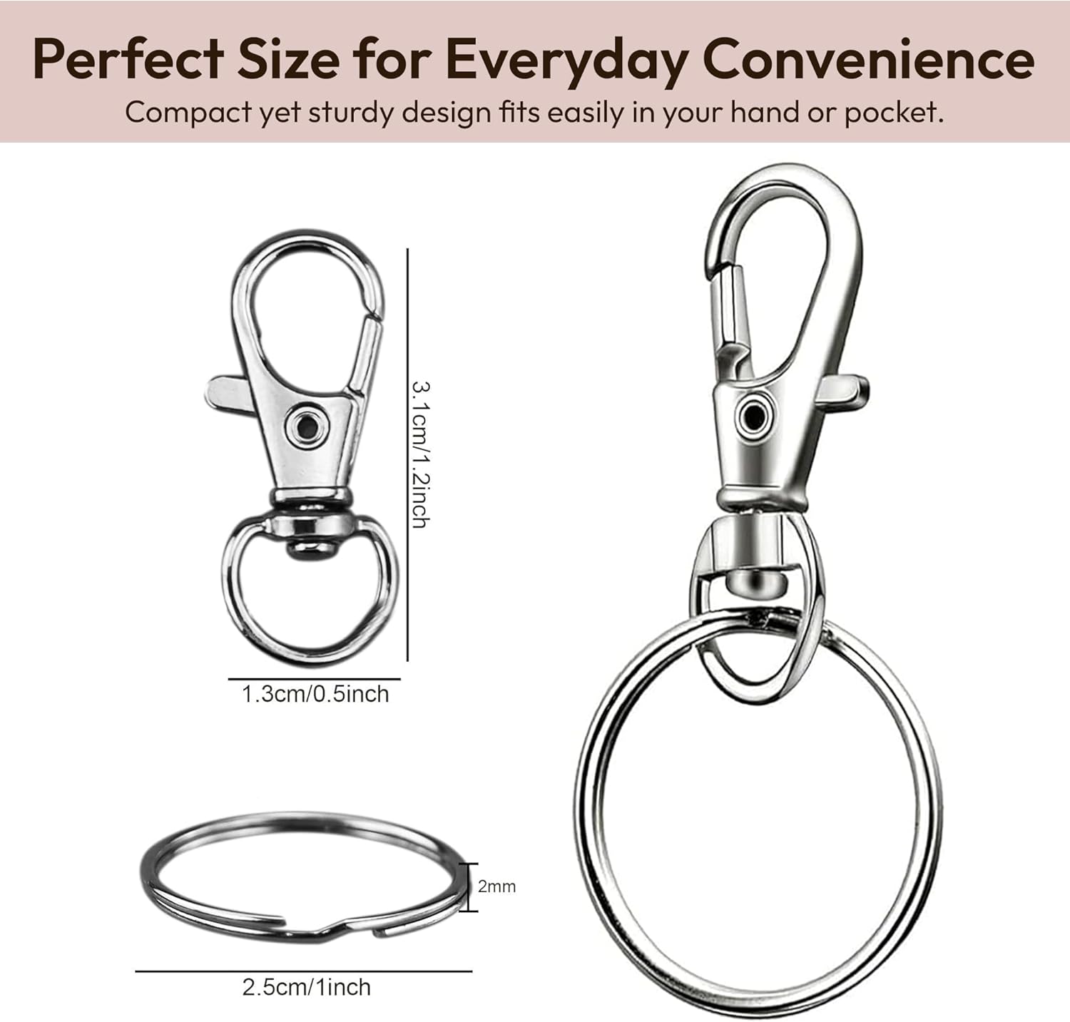 Keychain Making Kit (100PCS) – Clasps, Hooks & Rings Set