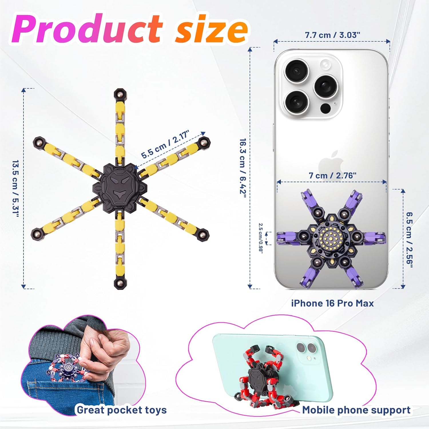 Transformable Fidget Gyros (4 Pack) – Anxiety Relief Toy