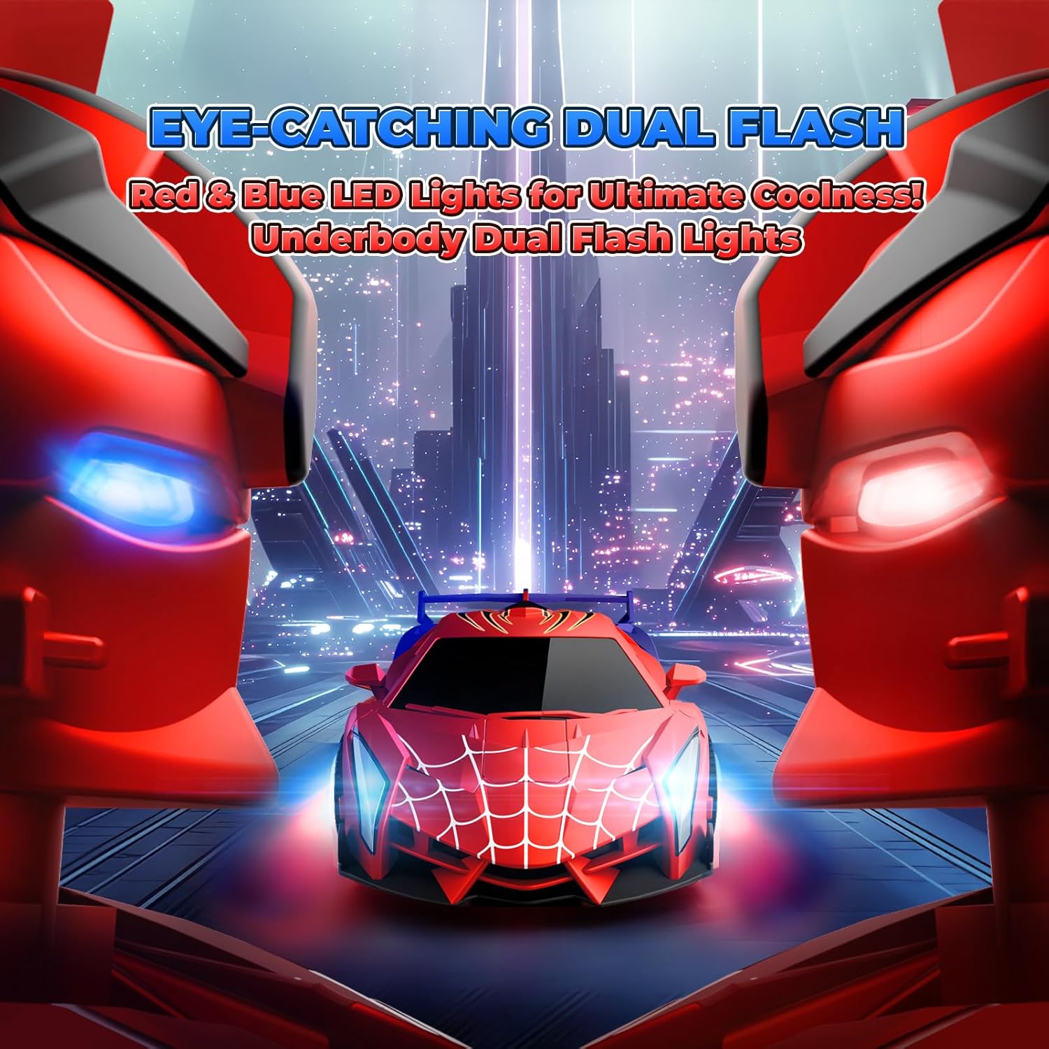 Remote Control Transform Car – Robot Toy with Lights (2.4GHz)