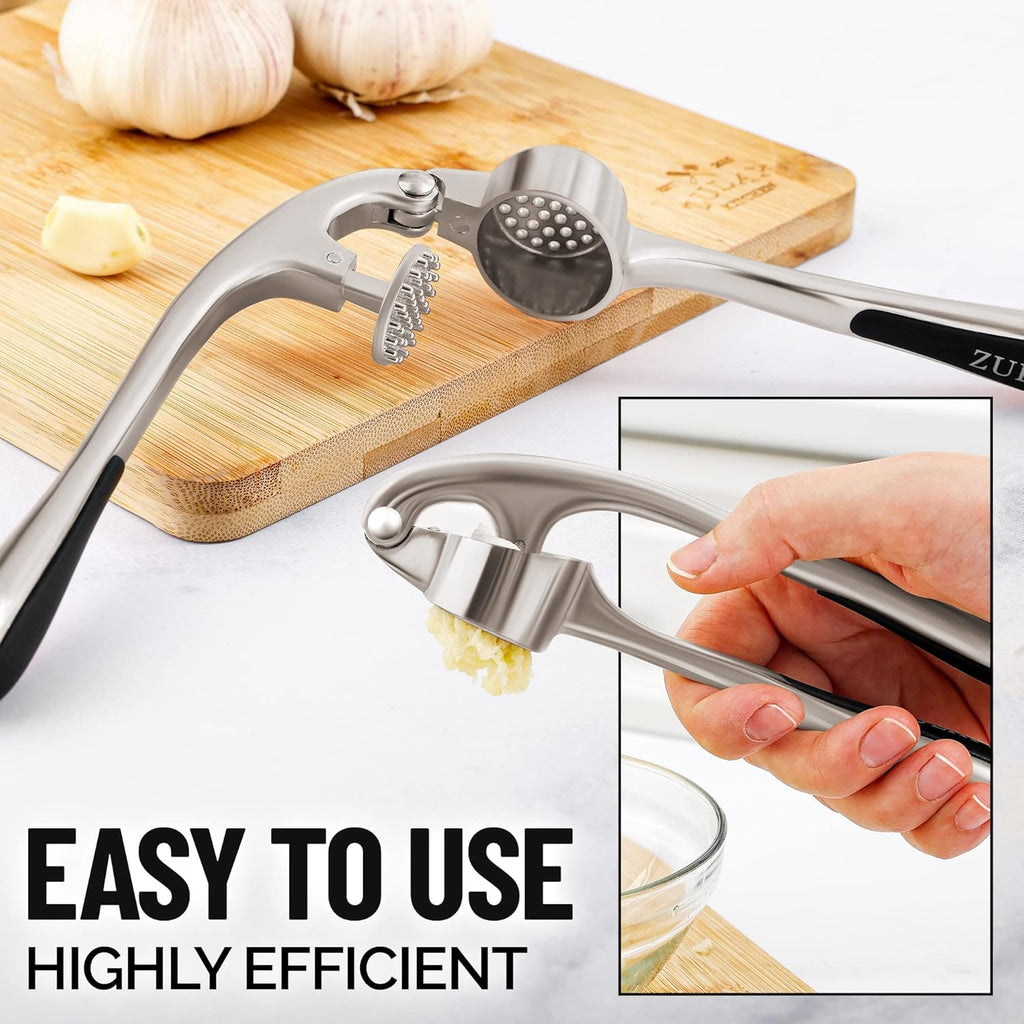 Garlic Mincer Tool Set – Ergonomic & Easy Press (Silver)