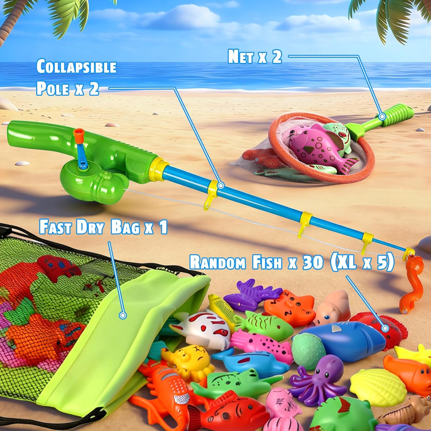 Kids Fishing Toy Set – Magnetic Bath & Pool Game