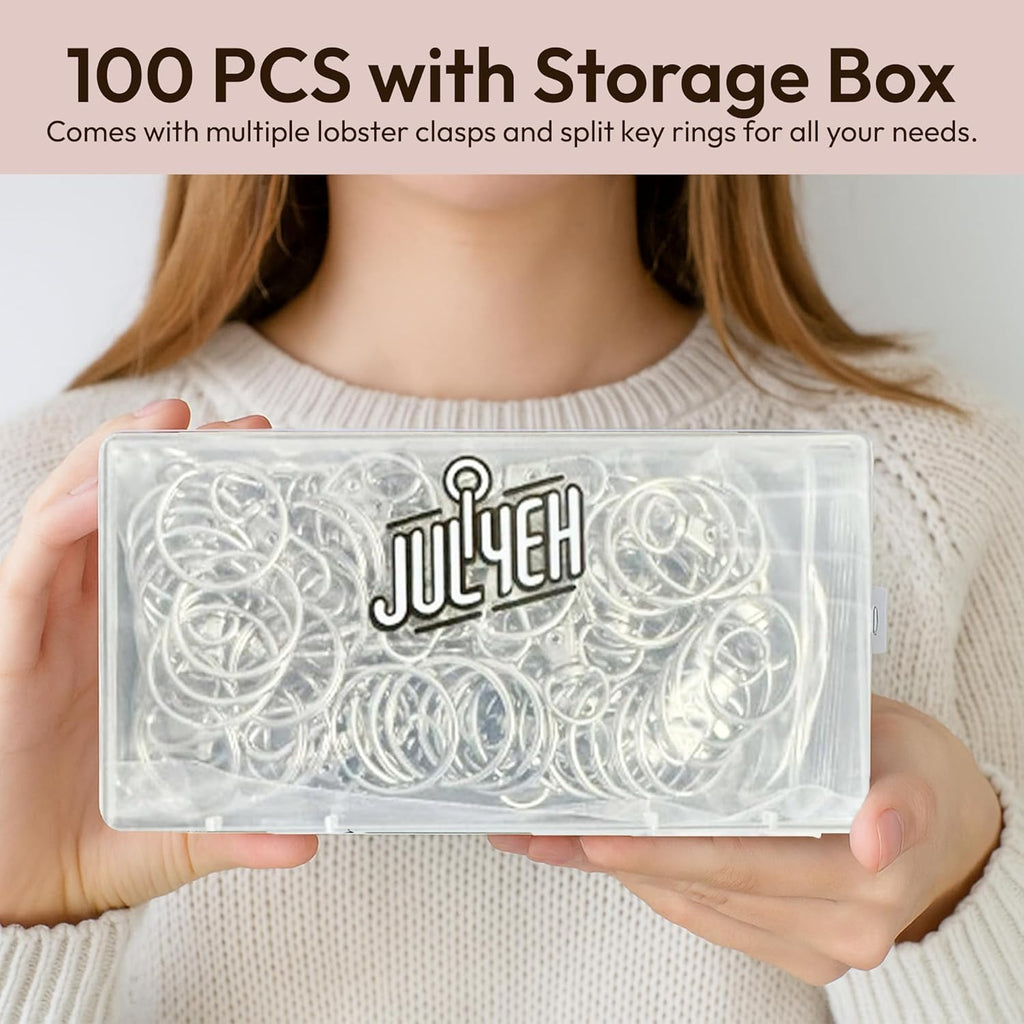 Keychain Making Kit (100PCS) – Clasps, Hooks & Rings Set