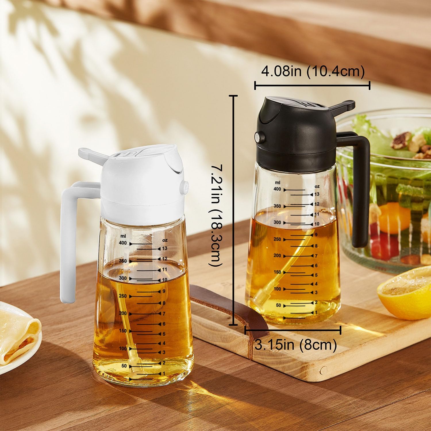 Oil Spray Bottle (16oz) – 2-in-1 Kitchen Dispenser for Cooking