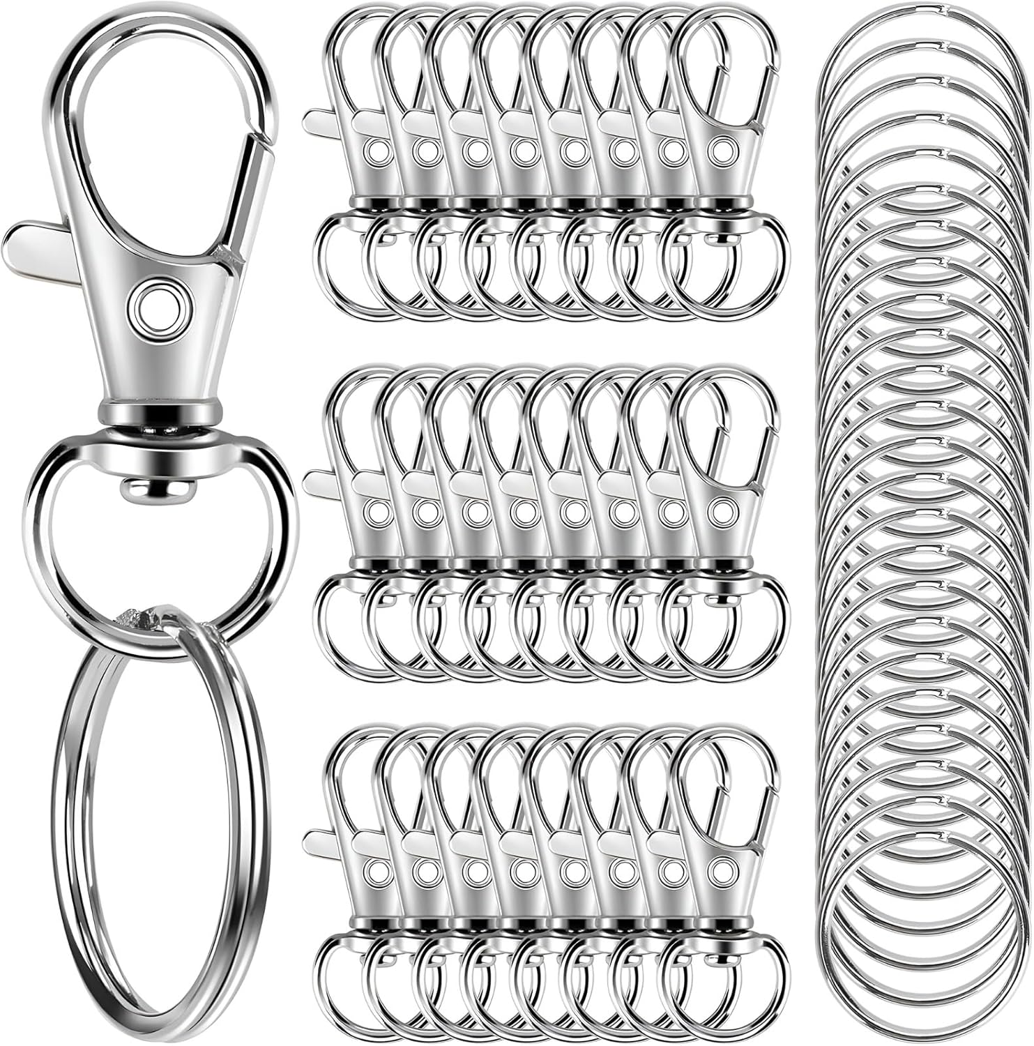 Keychain Making Kit (100PCS) – Clasps, Hooks & Rings Set