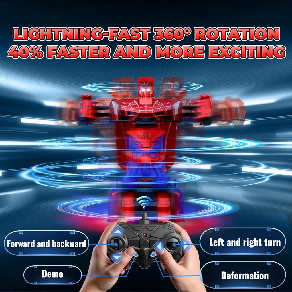 Remote Control Transform Car – Robot Toy with Lights (2.4GHz)