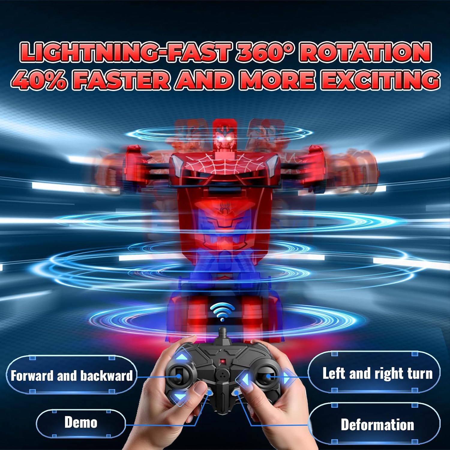 Remote Control Transform Car – Robot Toy with Lights (2.4GHz)
