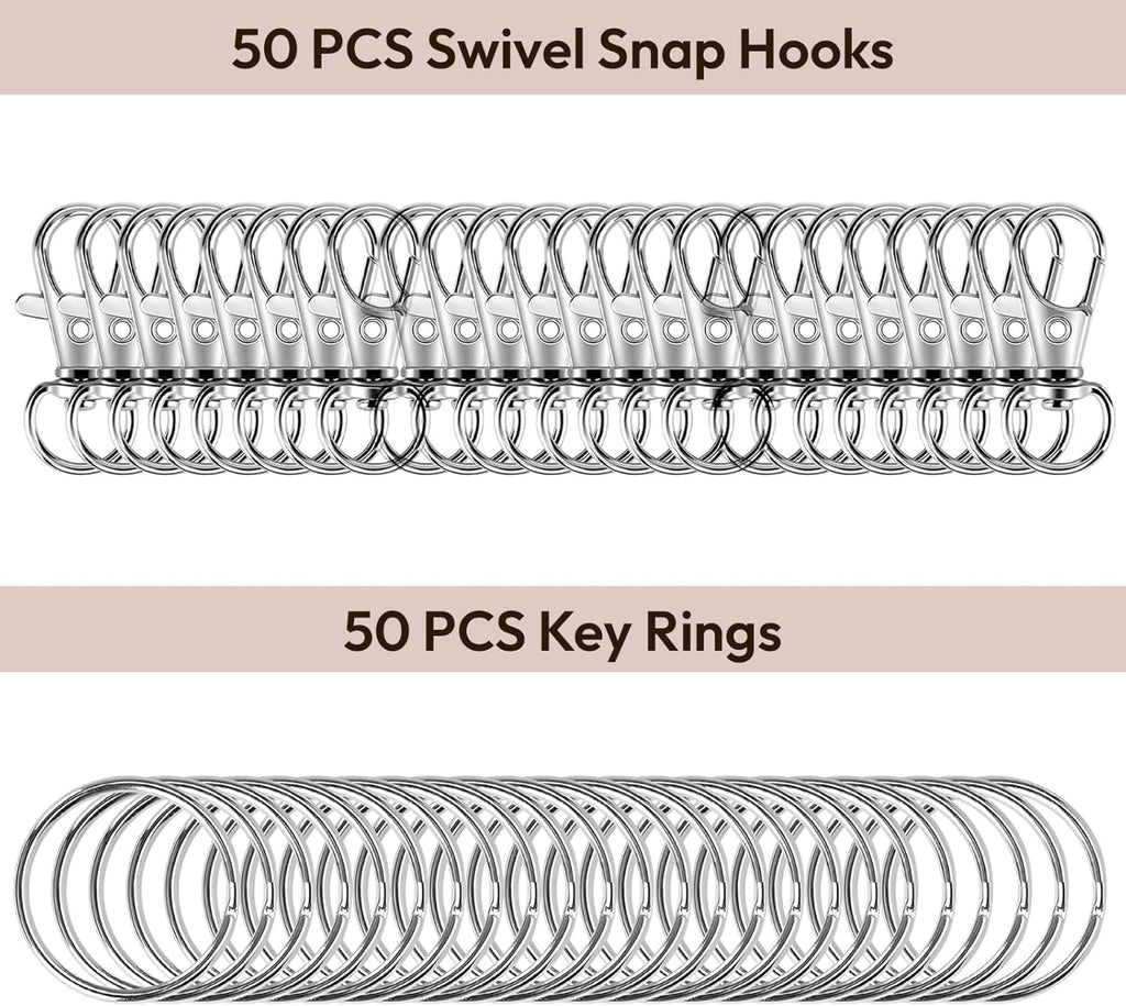 Keychain Making Kit (100PCS) – Clasps, Hooks & Rings Set