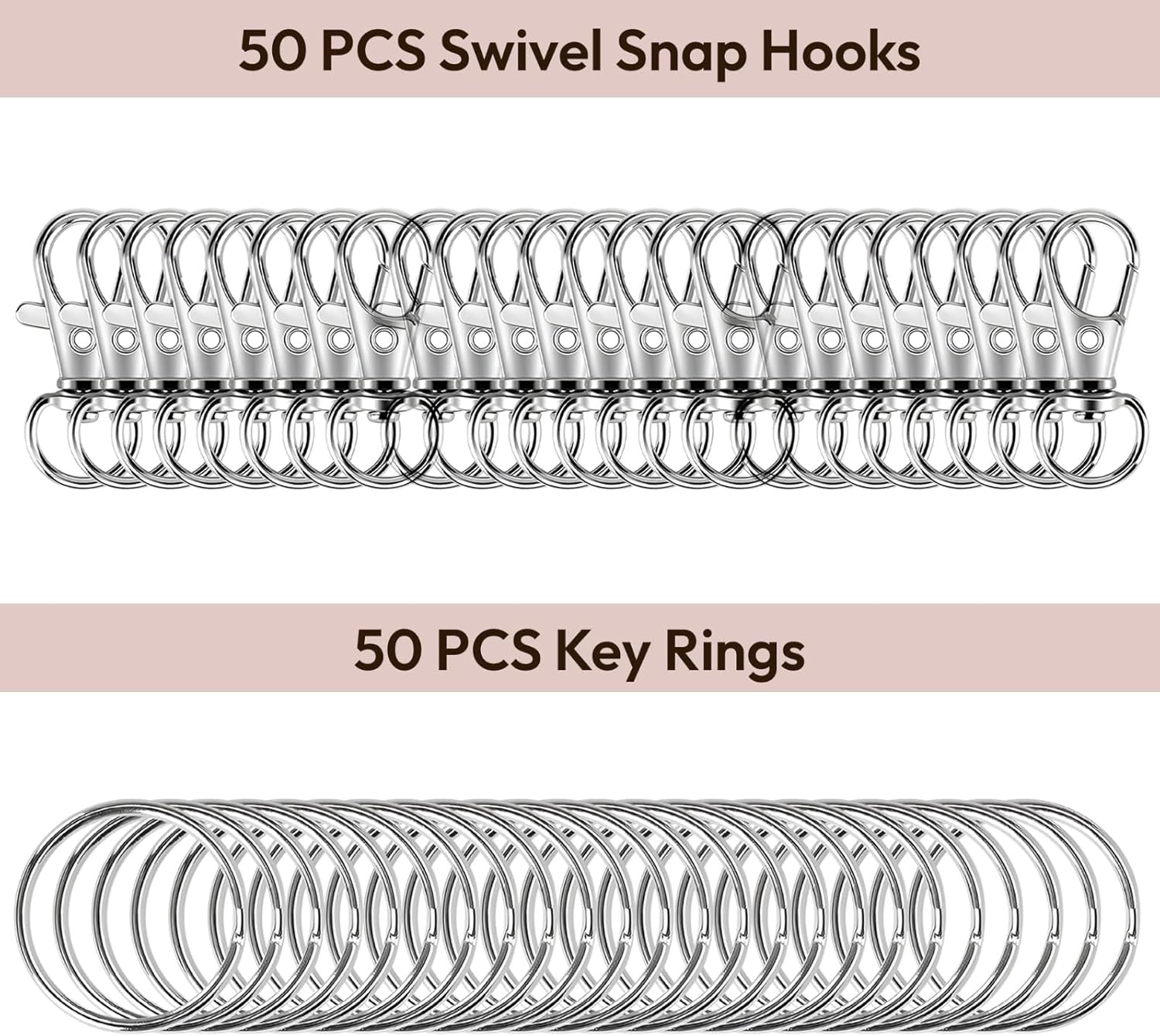 Keychain Making Kit (100PCS) – Clasps, Hooks & Rings Set