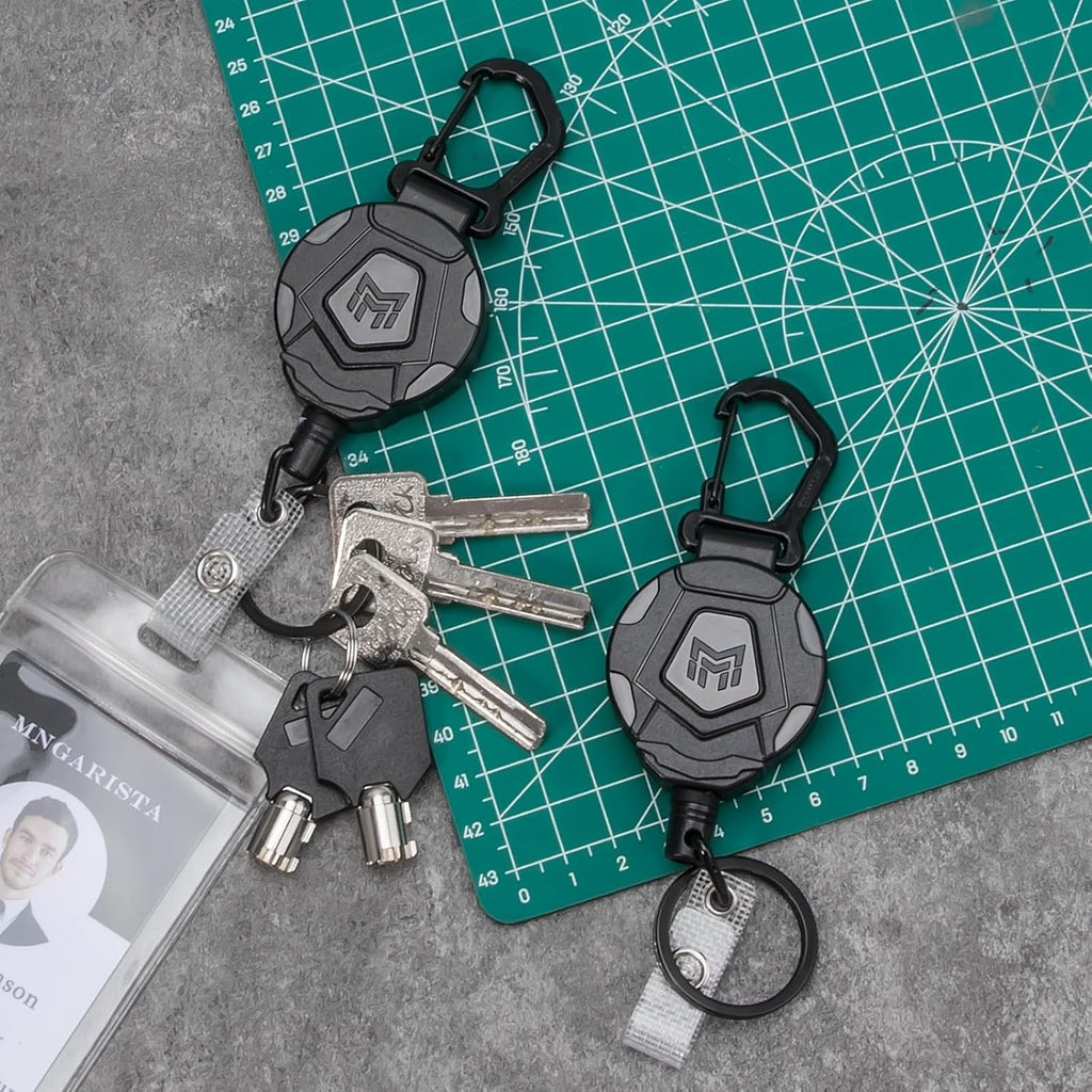 Retractable Badge Holder (2 Pack) – Steel Cord Keychain