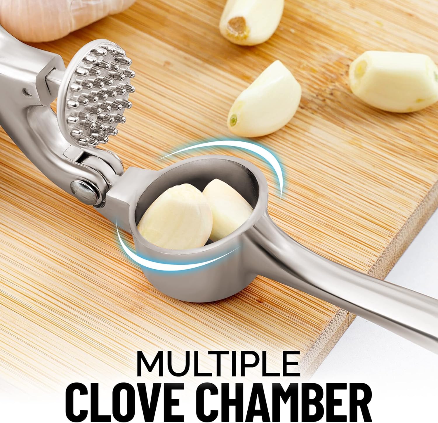Garlic Mincer Tool Set – Ergonomic & Easy Press (Silver)