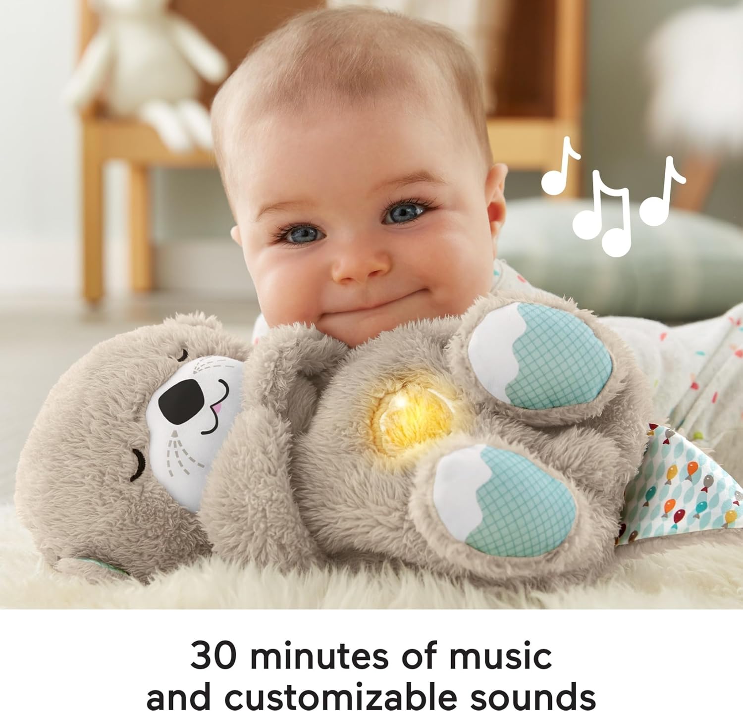 Newborn Otter Plush –Light Calming Sleep Toy with Sound &